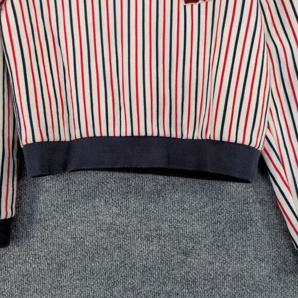 Orenda Women's Pullover Crop Sweater White Red Striped Small Crew Neck - Picture 8 of 13